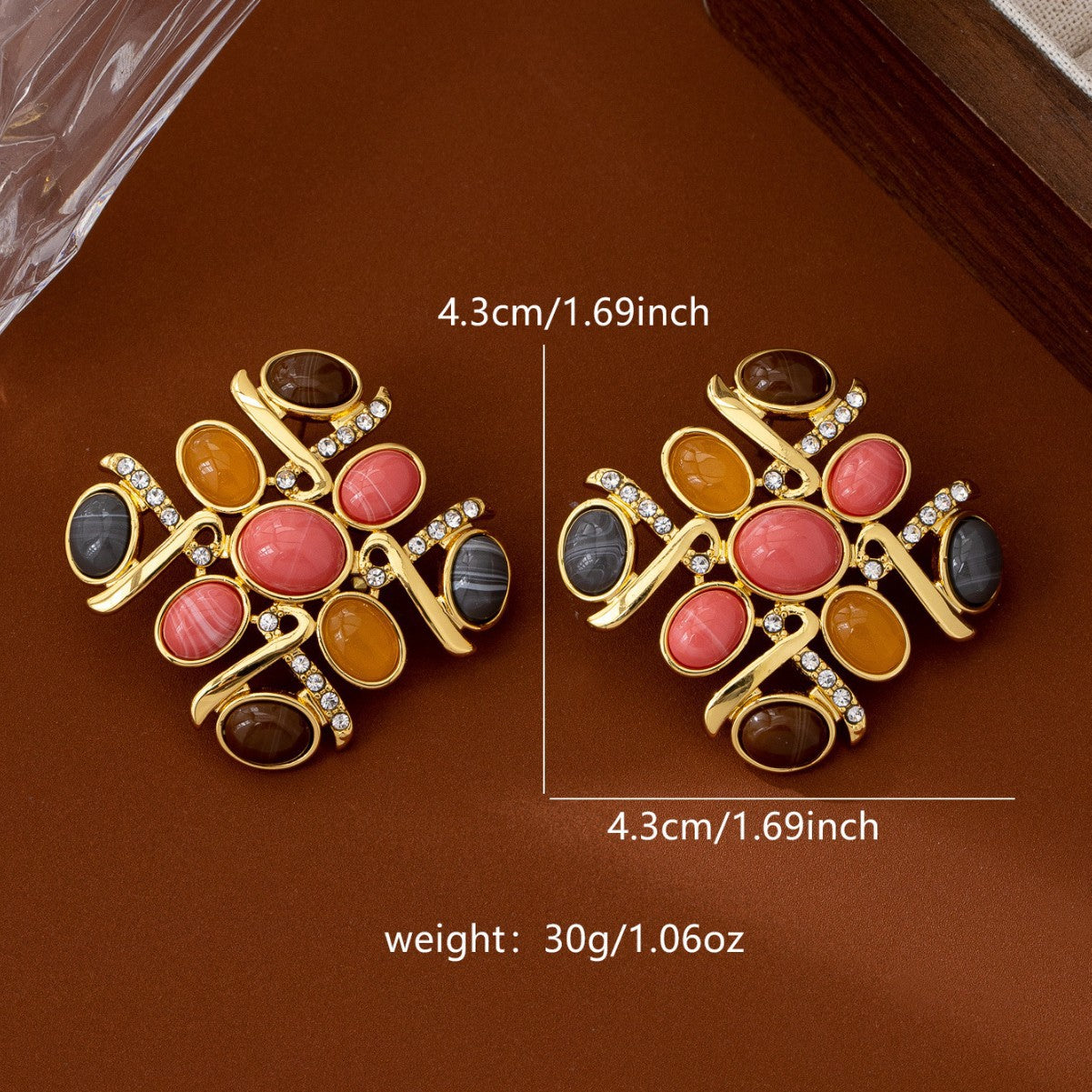 Agate S925 Silver-Needle Court-Style Retro High-End Earrings